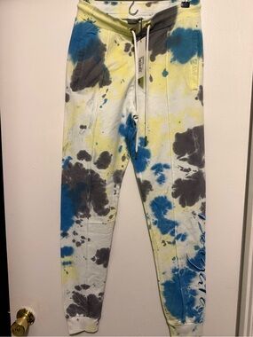 Tie-Dye Kids Sweatpants in Yellow, Blue & Gray - Casual Joggers